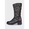 Boots with metallic rhinestones