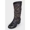 Boots with metallic rhinestones