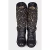 Boots with metallic rhinestones