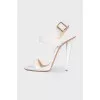 White embossed sandals