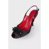 Textile sandals with rhinestones