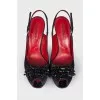 Textile sandals with rhinestones