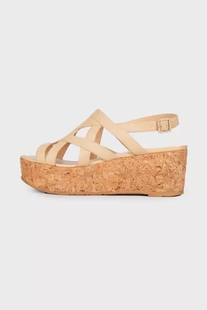 Platform leather sandals