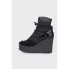 Lace-up textile ankle boots