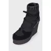 Lace-up textile ankle boots
