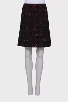 Wool black skirt in print