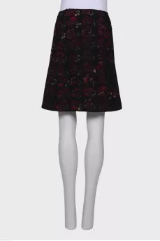 Wool black skirt in print