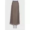 Pleated front silk skirt