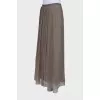 Pleated front silk skirt