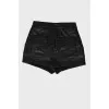 Patent black shorts
