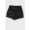 Patent black shorts