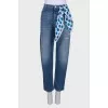 Jeans with removable silk scarf