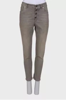 Gray button down jeans