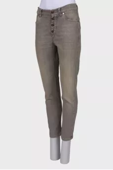 Gray button down jeans