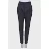 Pleated gray wool trousers