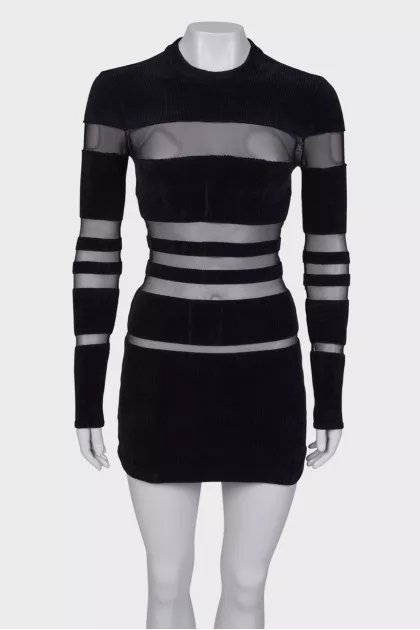 Black dress with transparent inserts