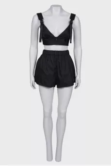 Black suit top and shorts