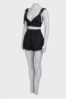 Black suit top and shorts