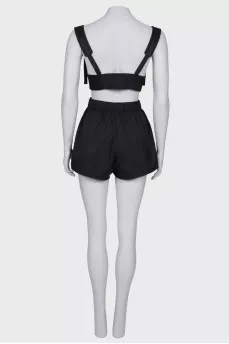 Black suit top and shorts