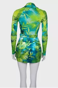 Bodysuit and printed skirt