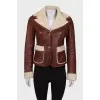 Sheepskin coat with embroidery on the back