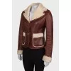 Sheepskin coat with embroidery on the back