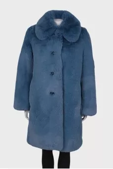 Blue eco fur coat