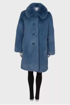 Blue eco fur coat