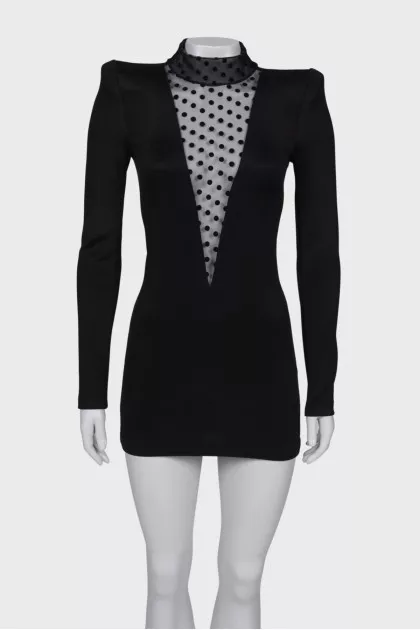 Dress with a translucent insert on the chest