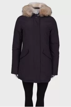 Dark Violet Hooded Down Jacket