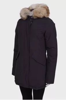 Dark Violet Hooded Down Jacket