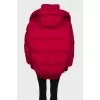 Red down jacket with double zipper 