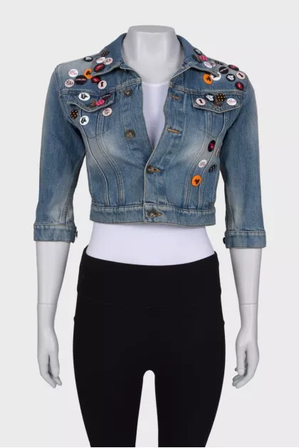 Denim jacket with badges