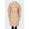 Beige double-breasted trench coat