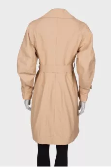 Beige double-breasted trench coat