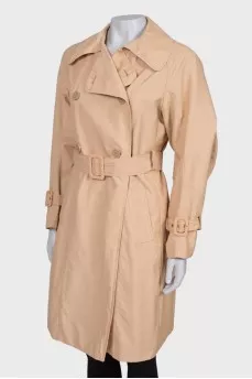 Beige double-breasted trench coat