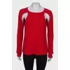 Red sweater with slits