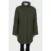 Green down jacket with buttons