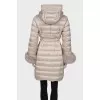 Down jacket with fur cuffs