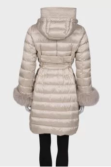 Down jacket with fur cuffs
