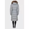 Gray quilted down jacket with belt