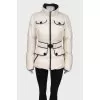 Milk down jacket with a belt