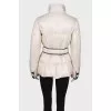 Milk down jacket with a belt