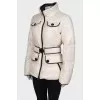 Milk down jacket with a belt