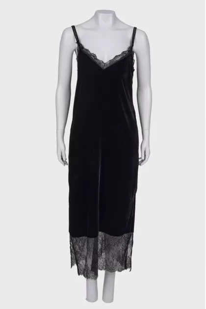 Velor dress with lace