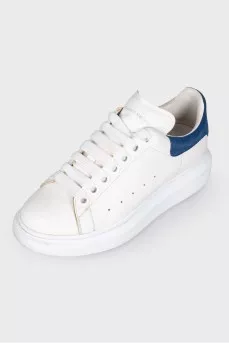 Leather sneakers with suede back panel