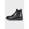 Perforated Black Leather Chelsea