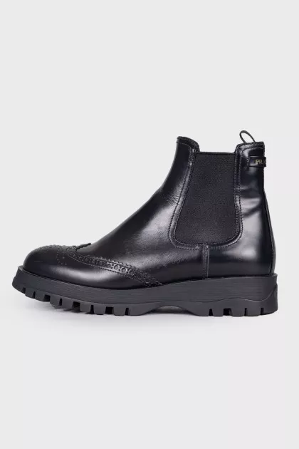 Perforated Black Leather Chelsea