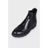 Perforated Black Leather Chelsea