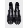 Perforated Black Leather Chelsea